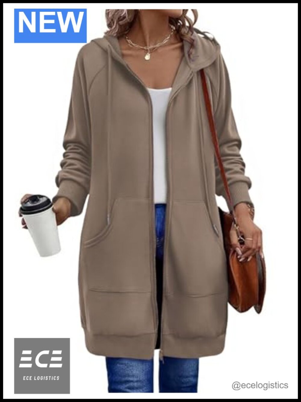 Women's Zip Up Hoodie Long Tunic Sweatshirt Oversized Fleece